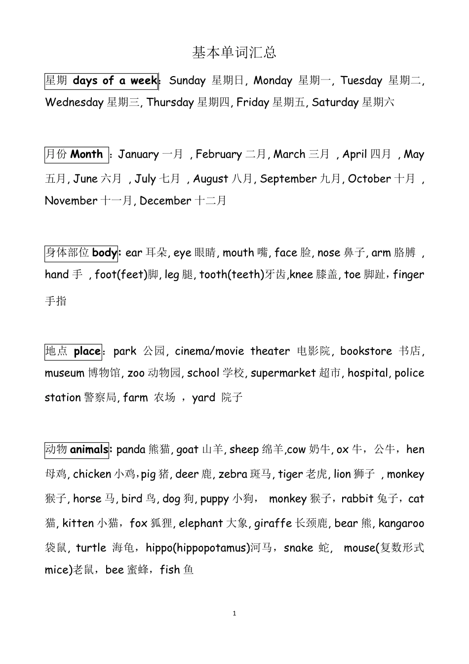 小学一至三年级英语单词总结_第1页