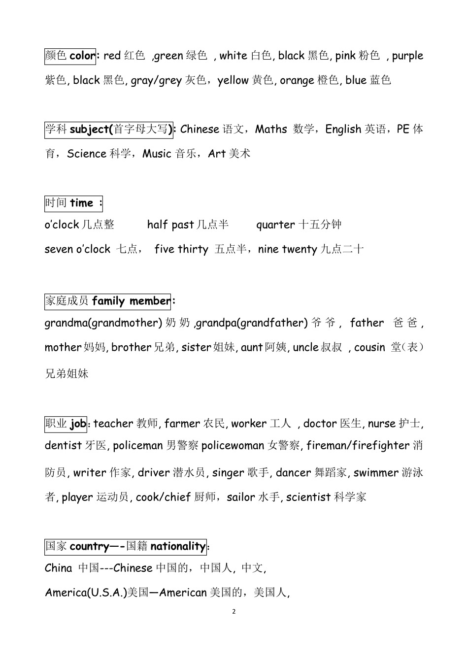 小学一至三年级英语单词总结_第2页