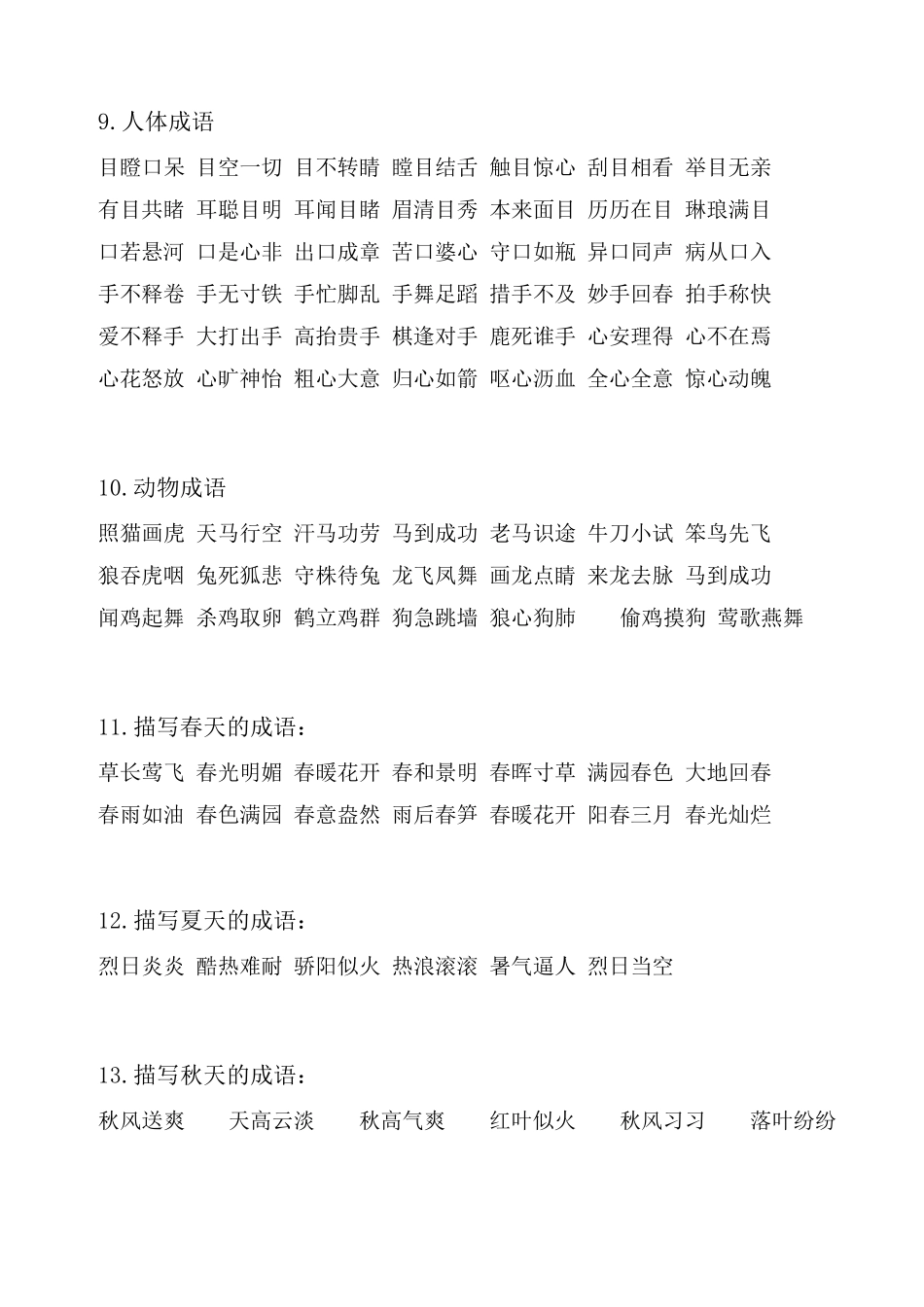 小学一至六年级成语归类_第3页