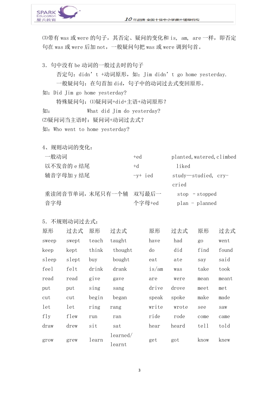 小学一般现在时,过去式,现在进行时,将来时讲解_第3页
