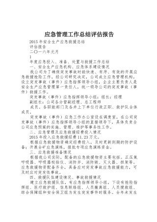 应急管理工作总结评估报告