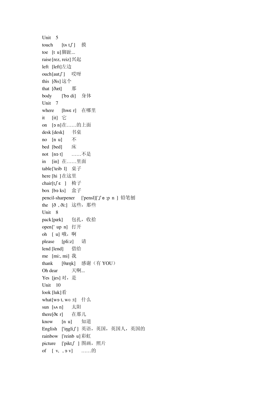 小学三年级英语上、下册单词复习表_第2页