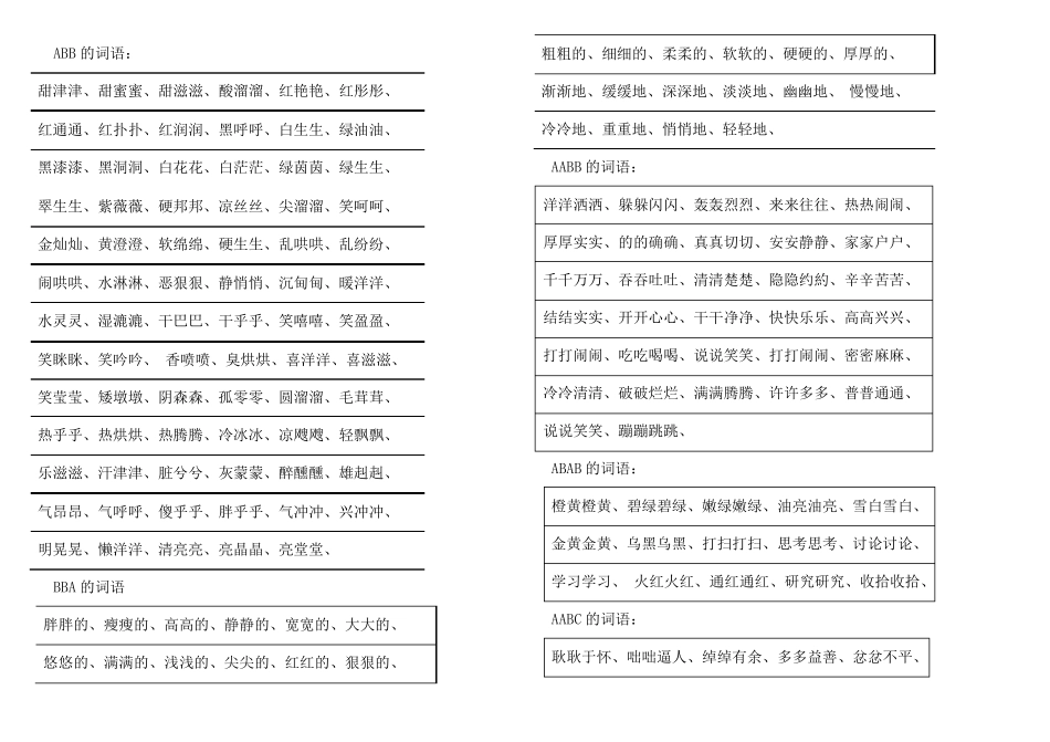 小学三年级语文词语积累(ABB之类)_第1页