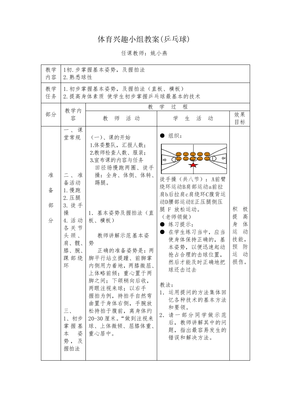 小学乒乓球课教案_第2页