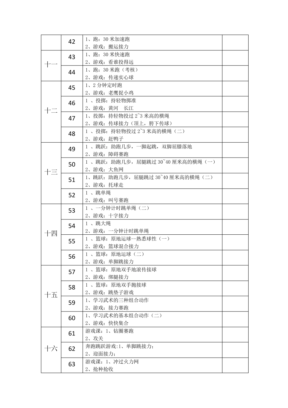 小学二年级《体育与健康》第一学期教学进度表_第3页