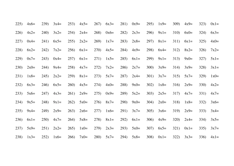 小学二年级上册_乘法口诀_练习题_A4直接打印_第3页