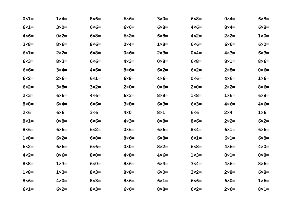 小学二年级上乘法口算题A4打印_第2页