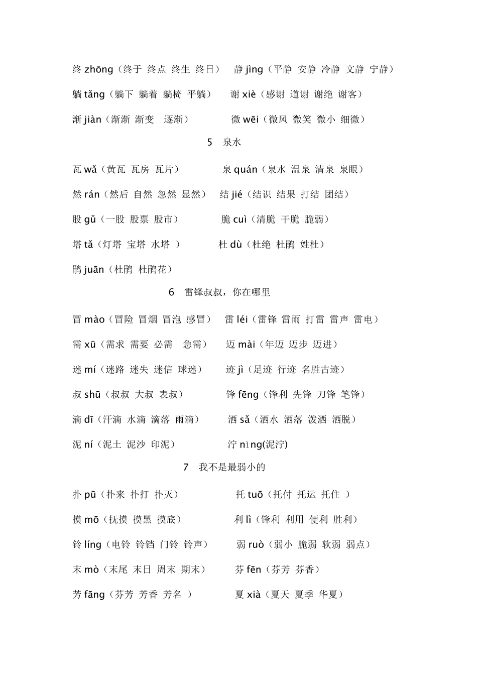 小学二年级下册每课语文生字组词_第2页