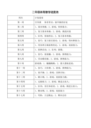 小学二年级体育教案一