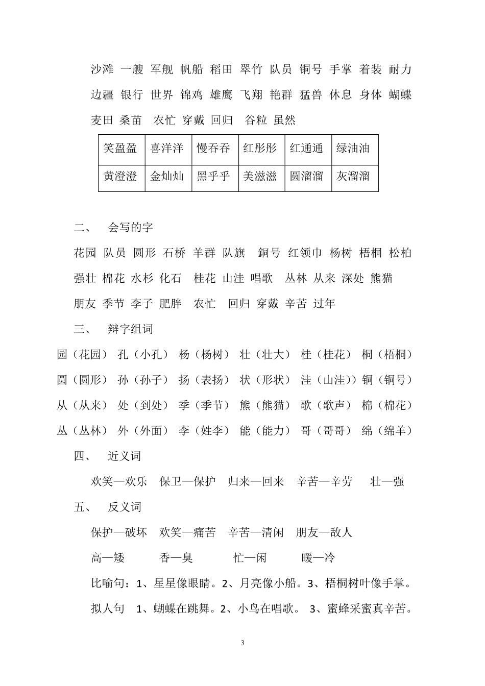 小学二年级语文上册知识点归纳汇总_第3页