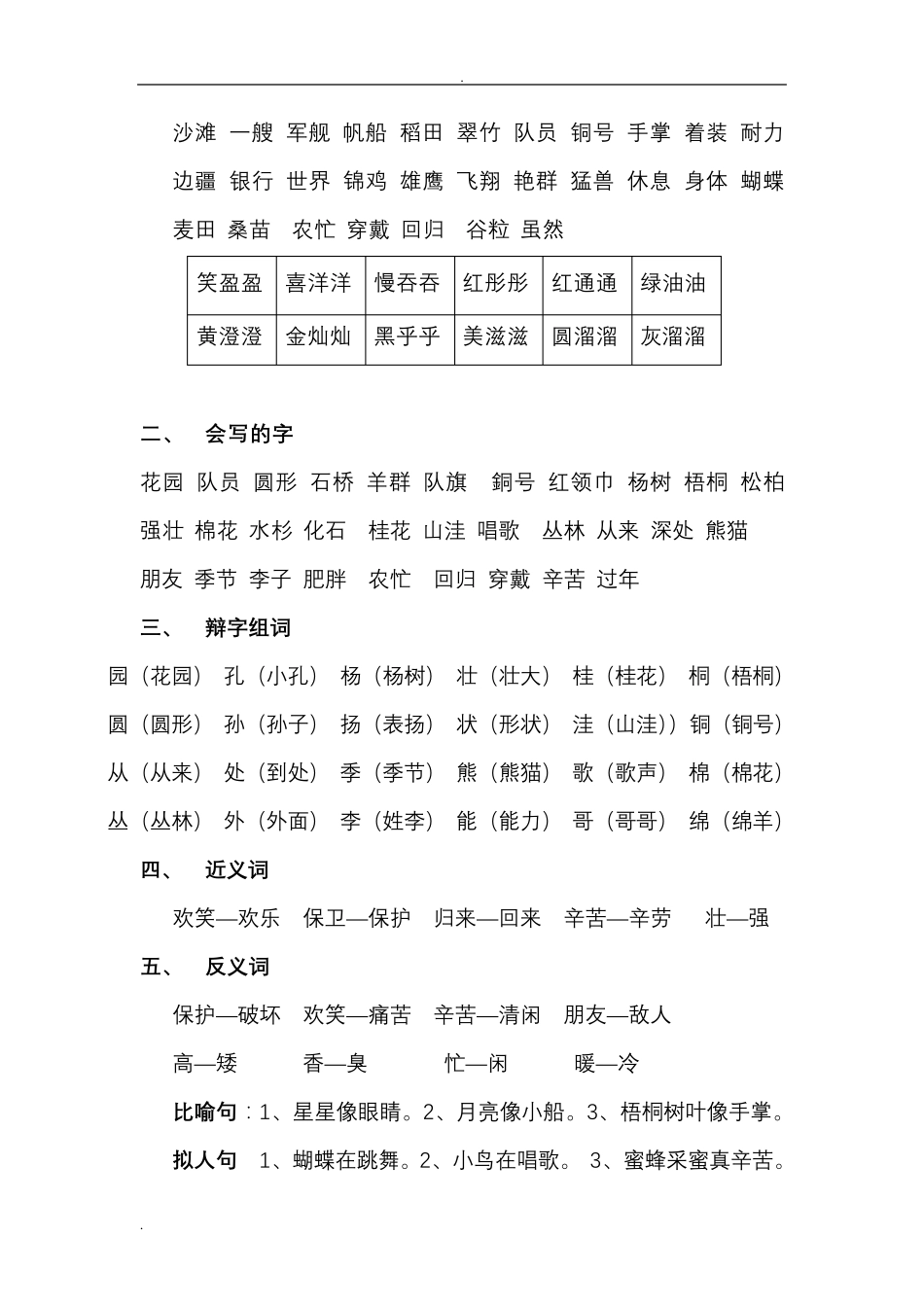 小学二年级语文上册知识点归纳汇总二年级上册课文归纳_第3页