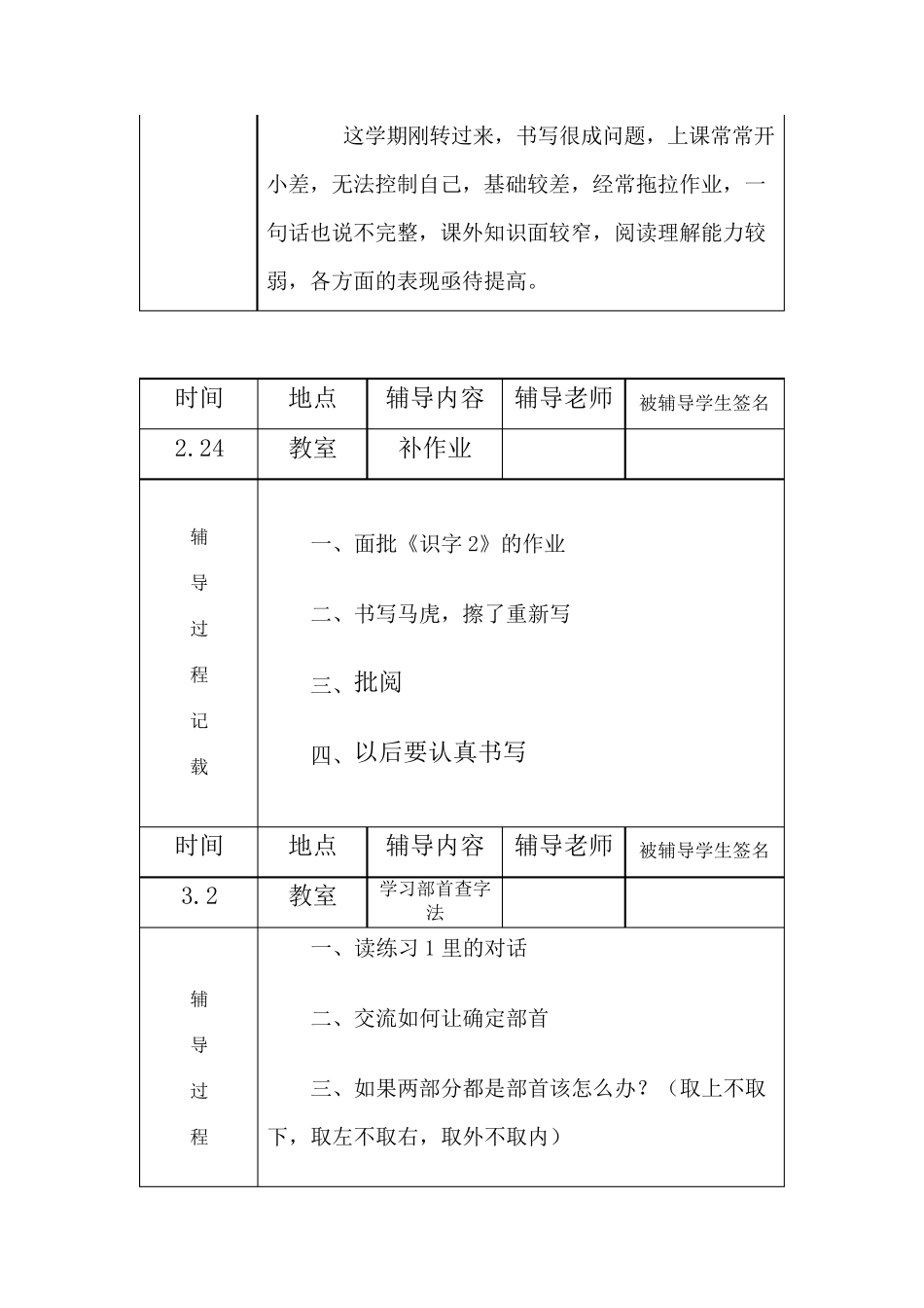 小学二年级语文学困生辅导记录_第2页