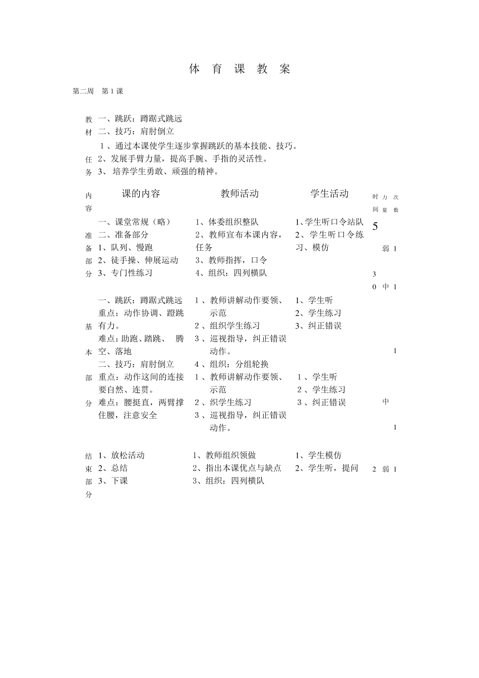 小学五年级上册体育教案_第3页
