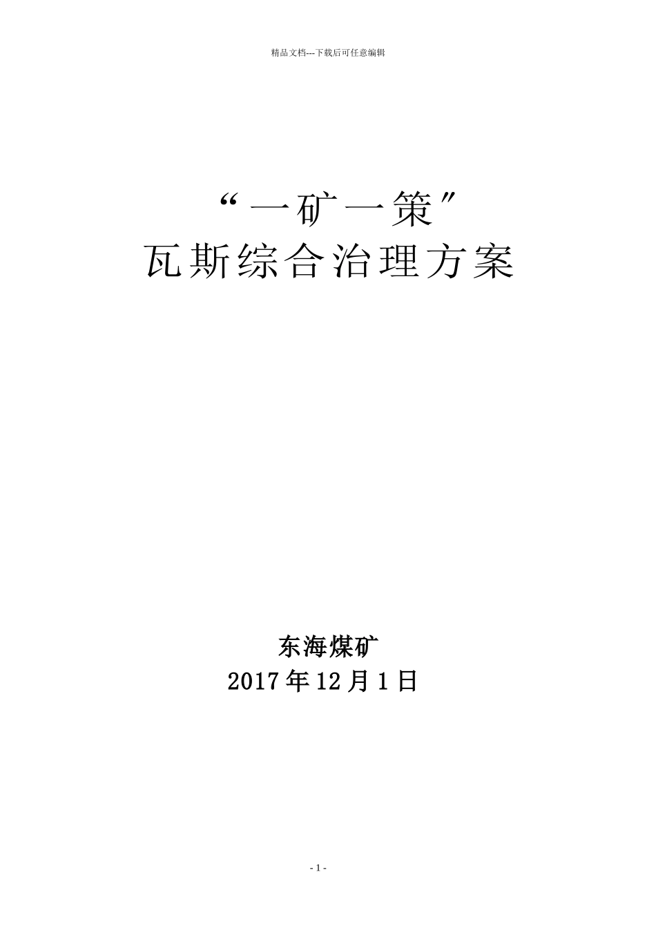 -矿-策瓦斯综合治理方案模板_第1页