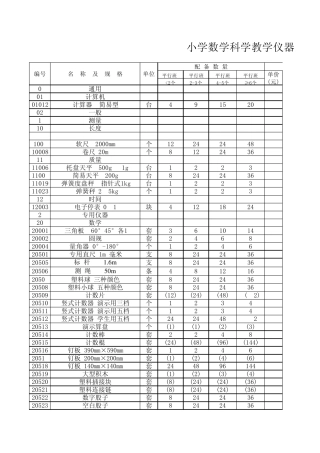 小学仪器管理明细账