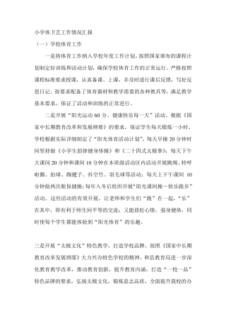 小学体卫艺工作情况汇报