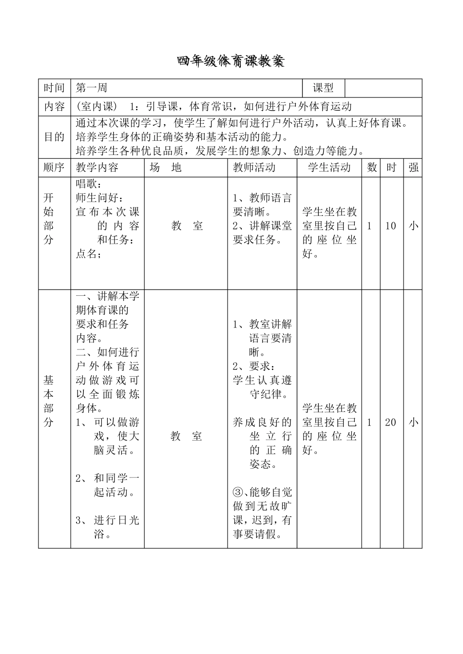 小学体育四年级下册体育教案_第2页