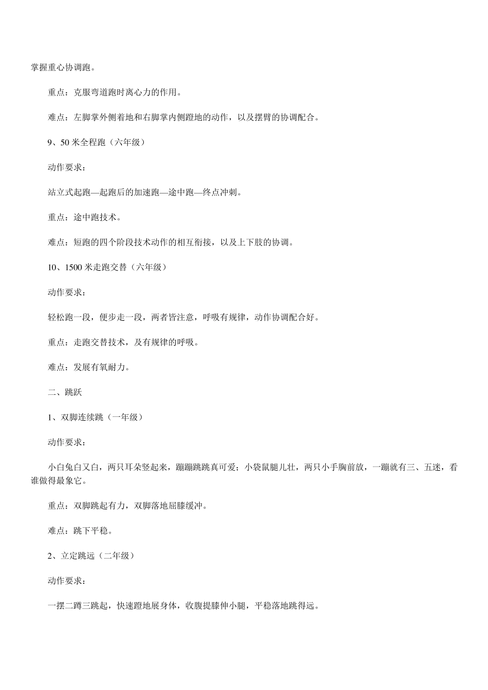 小学体育教材教学重点难点分析_第3页