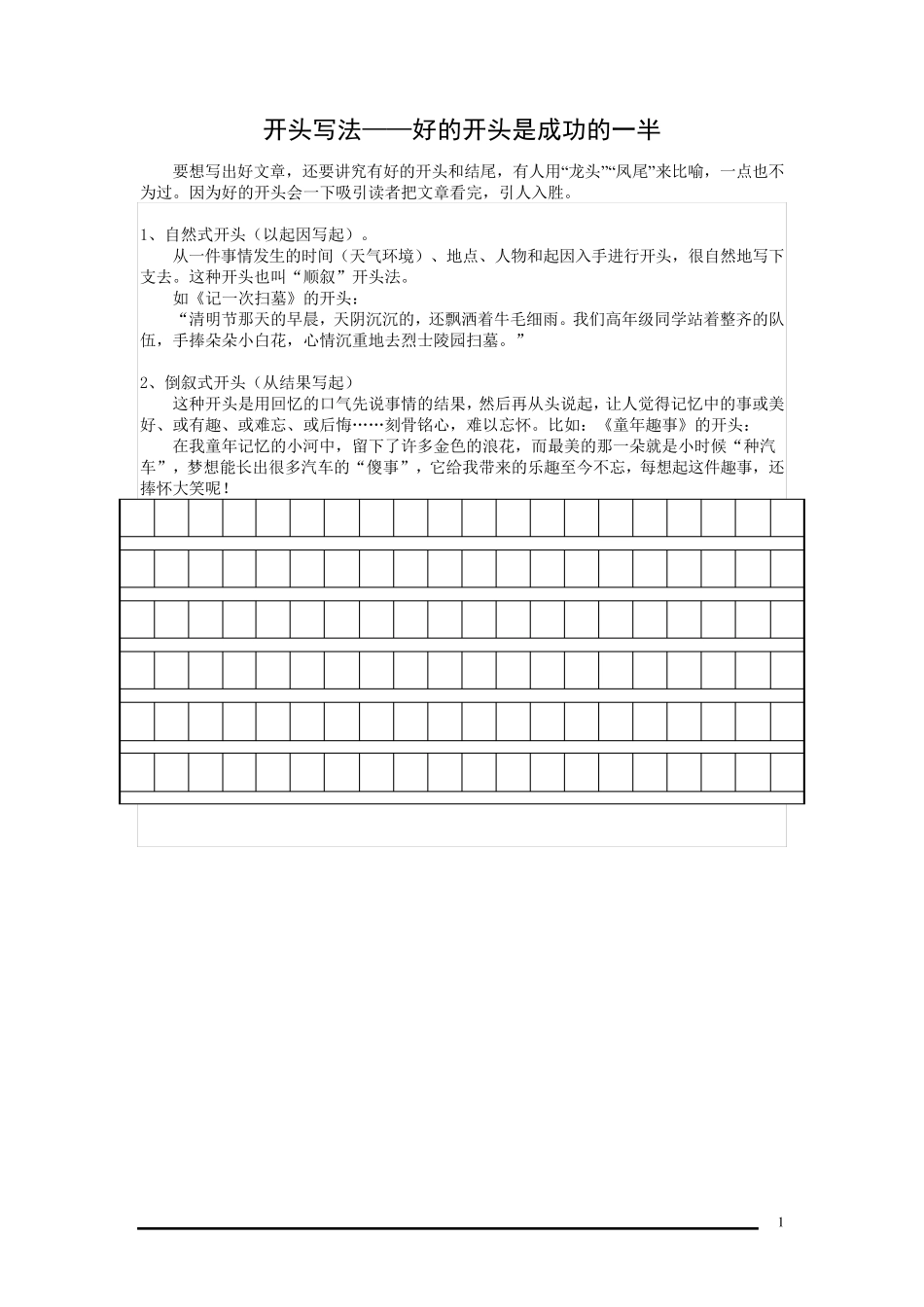 小学作文开篇训练_第1页