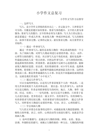 小学作文总复习,小学语文毕业班复习辅导