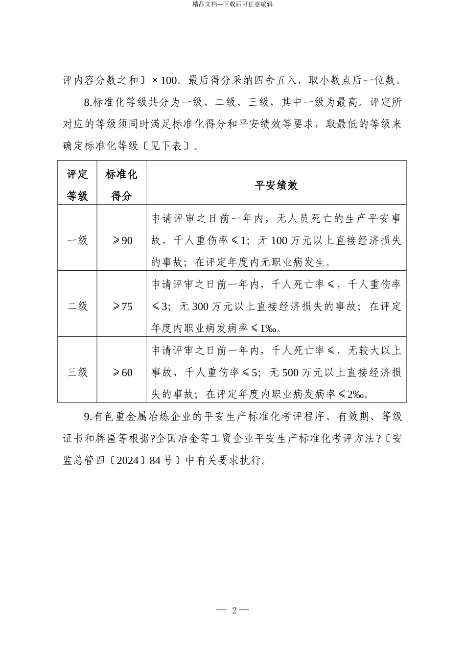 10有色重金属冶炼企业安全生产标准化评定标准_第2页