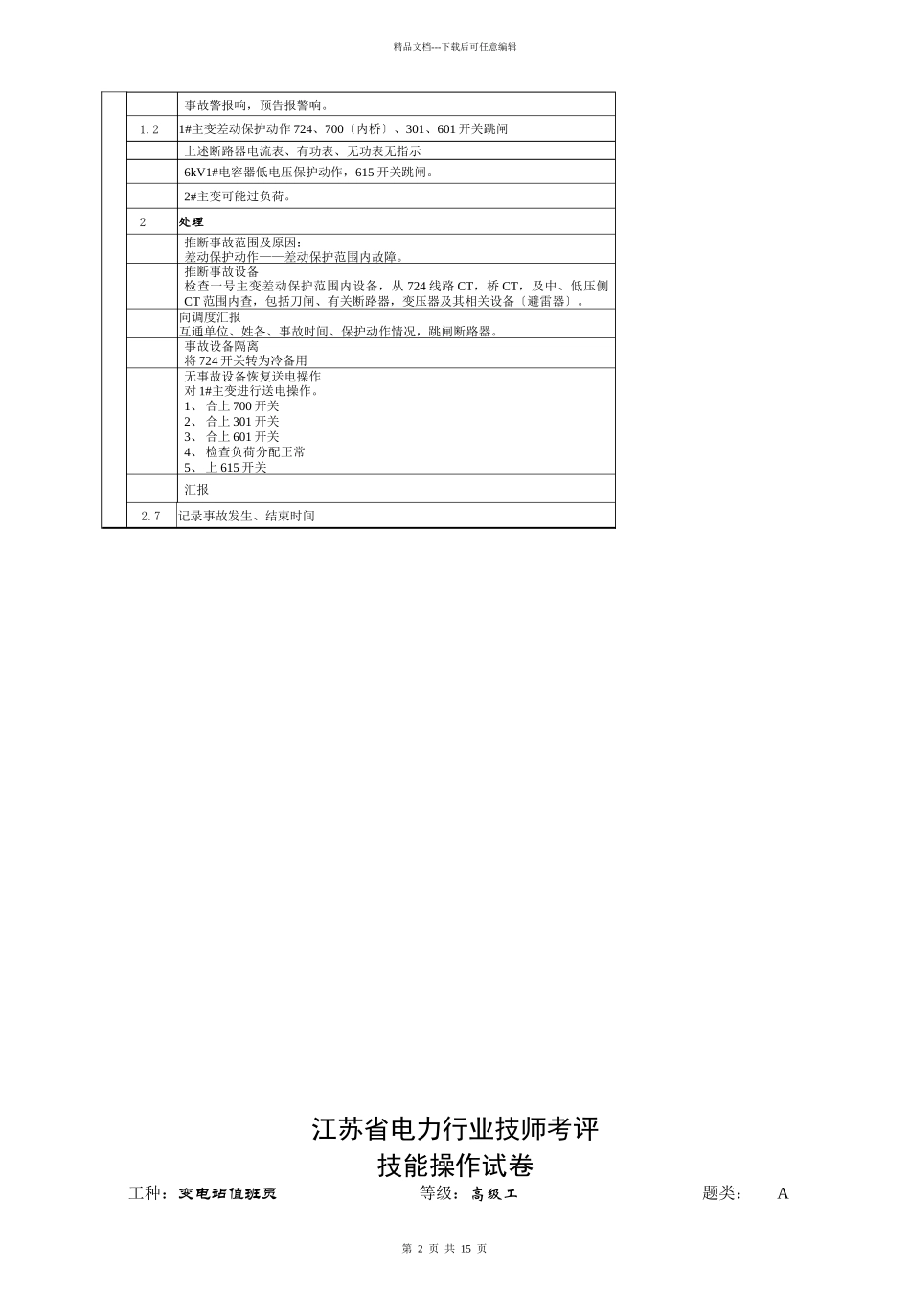 110kV江苏省电力行业技师考评技能操作试卷_第2页