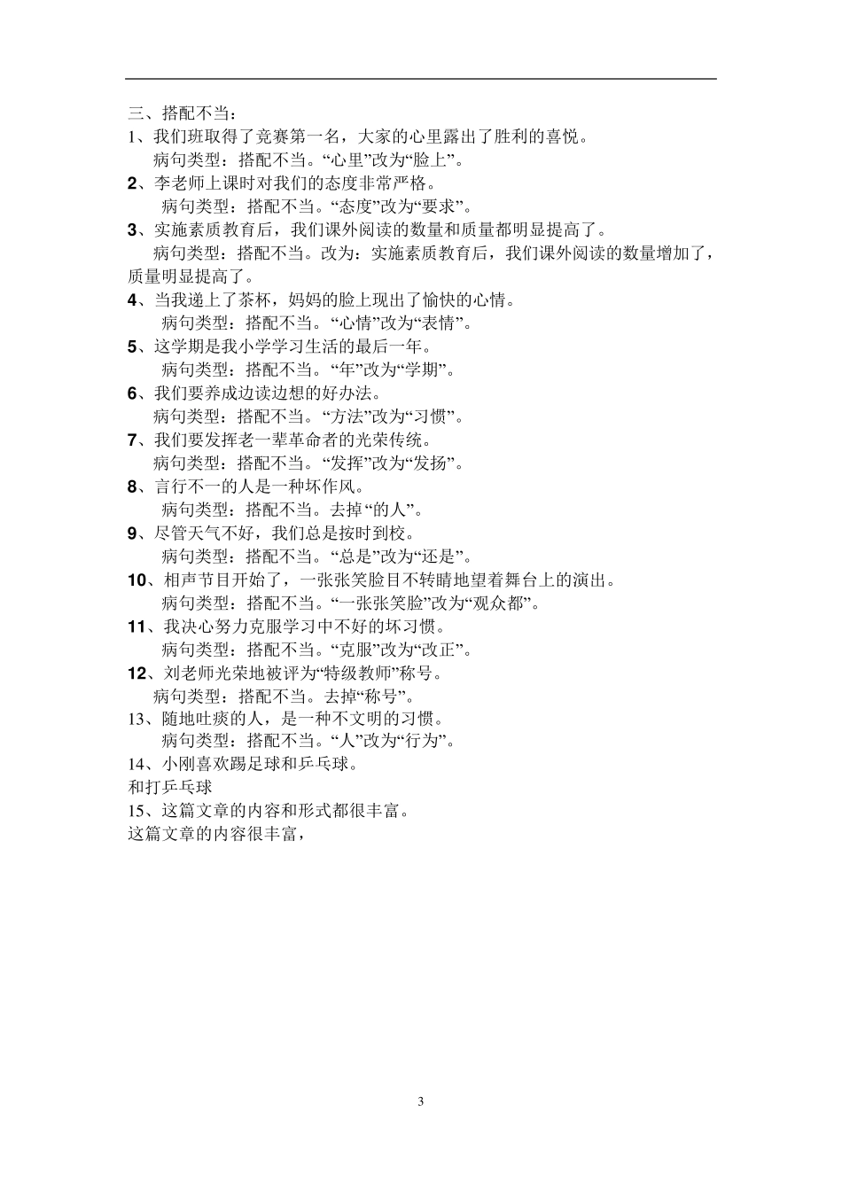 小学修改病句大全_第3页