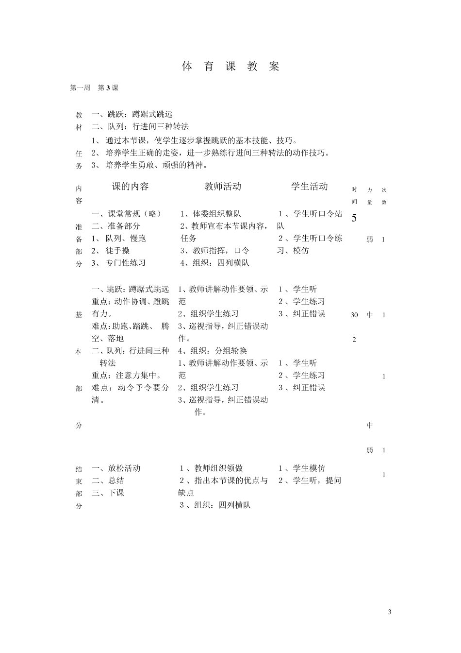 小学六年级上册体育教案_第3页