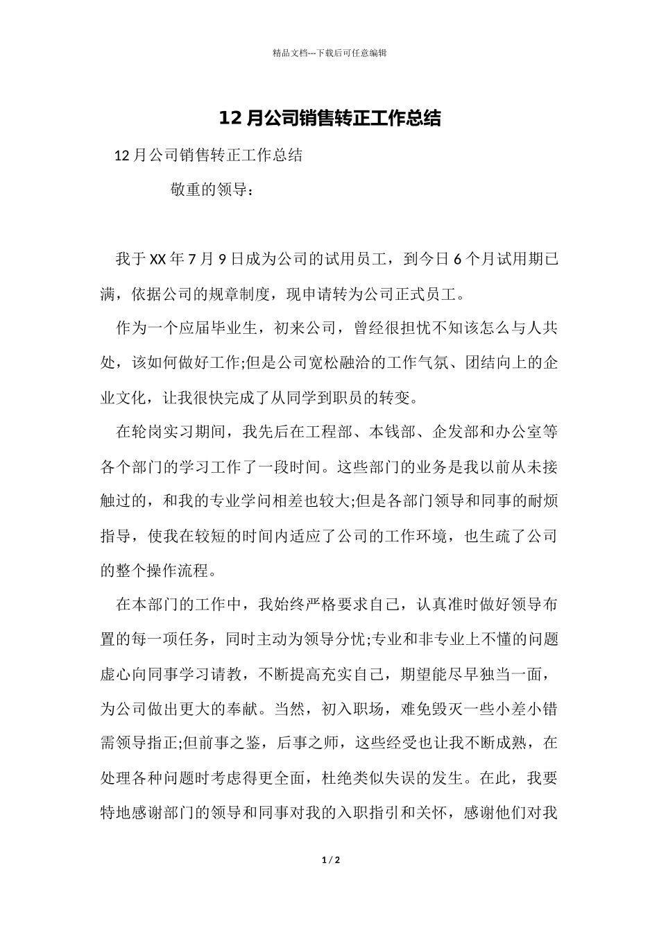 12月公司销售转正工作总结_第1页