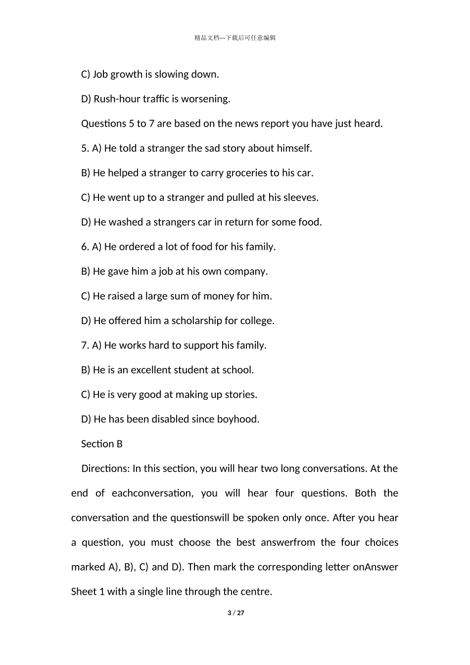 12月英语四级考试第2套真题试卷及答案_第3页