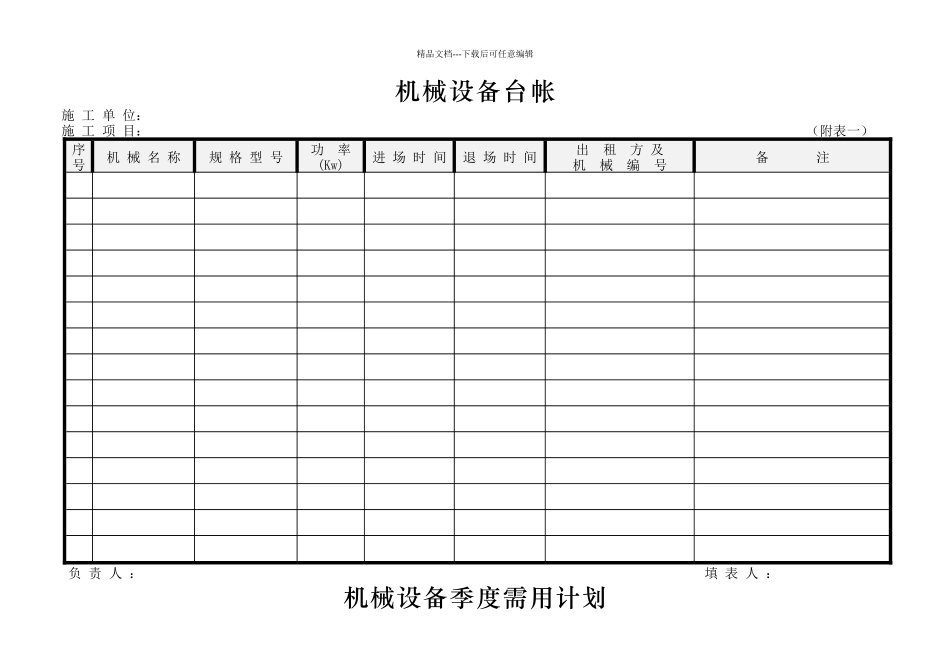 12项目经理部机械设备表格_第1页