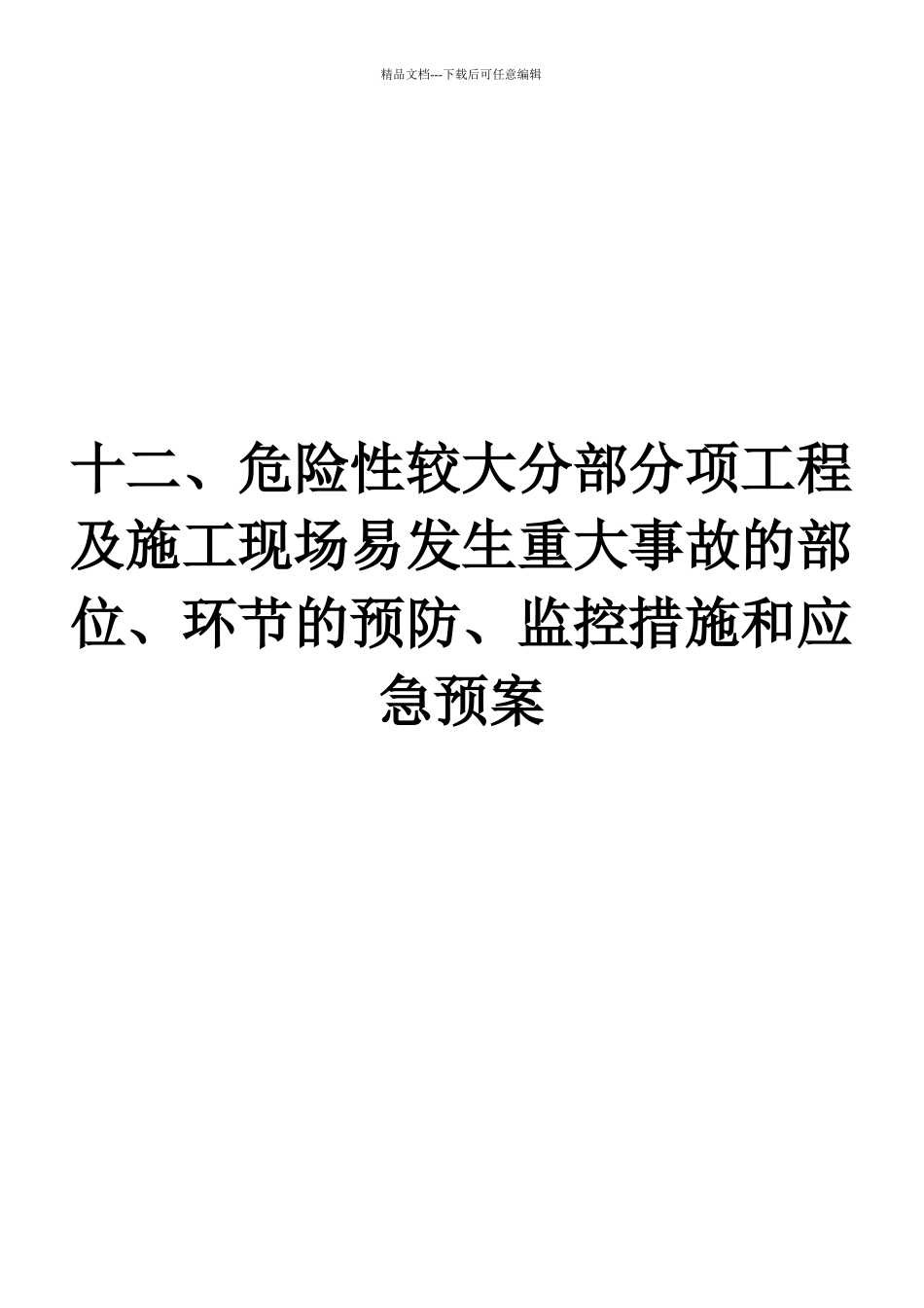 14、危险性较大分部分项工程应急预案_第1页