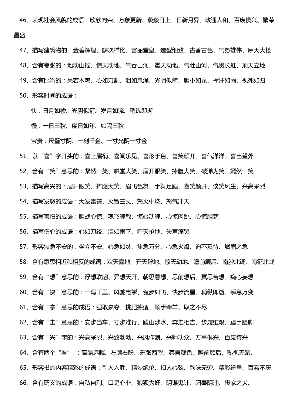 小学六年级成语归类大全_第3页