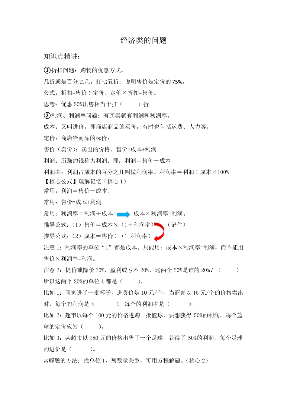 小学六年级数学经济问题利润类_第1页