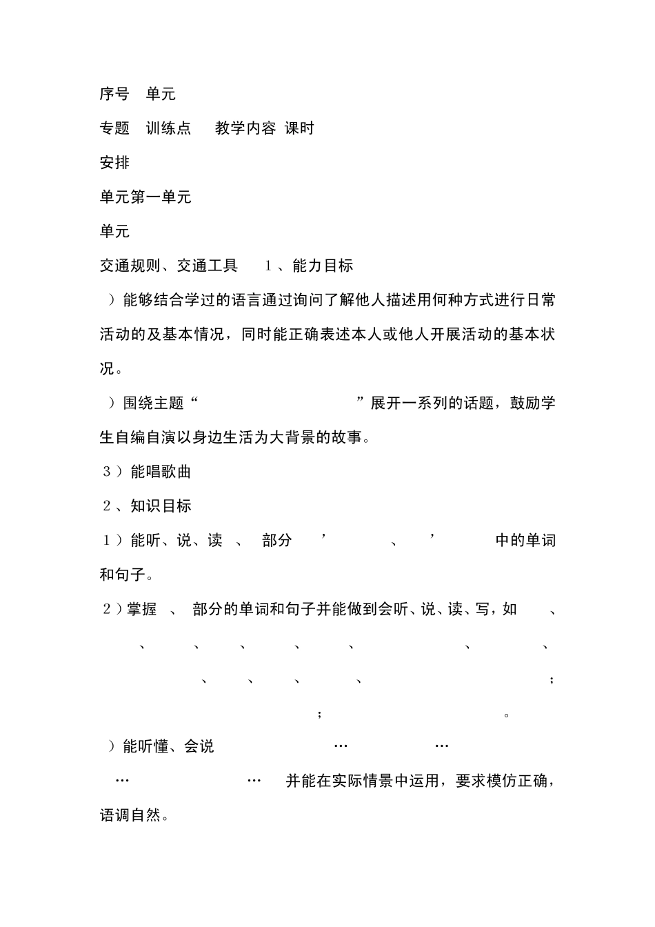 小学六年级英语上册课程纲要_第2页