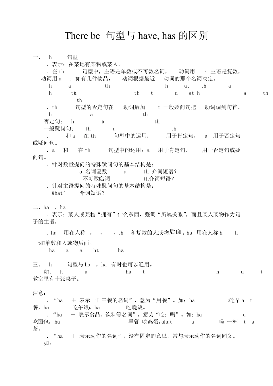 小学六年级英语毕业复习资料[There_be_句型与have_第1页