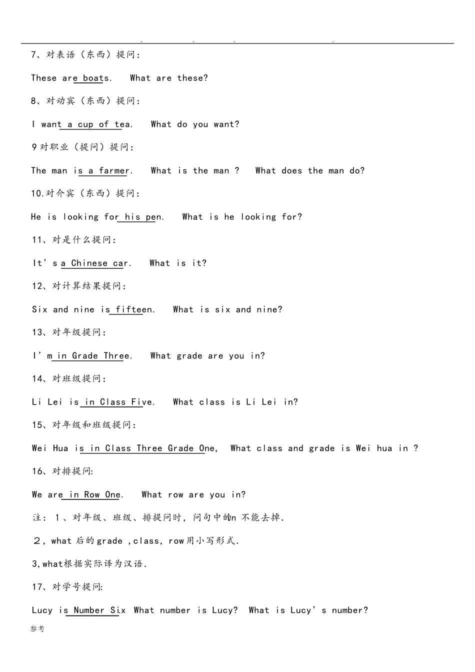 小学六年级英语特殊疑问句练习试题_第3页