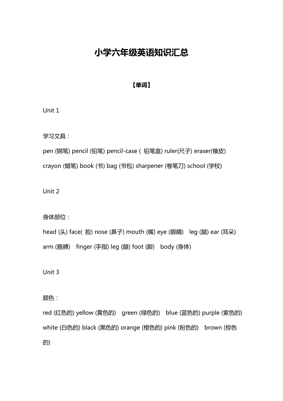 小学六年级英语知识点归纳汇总_第1页
