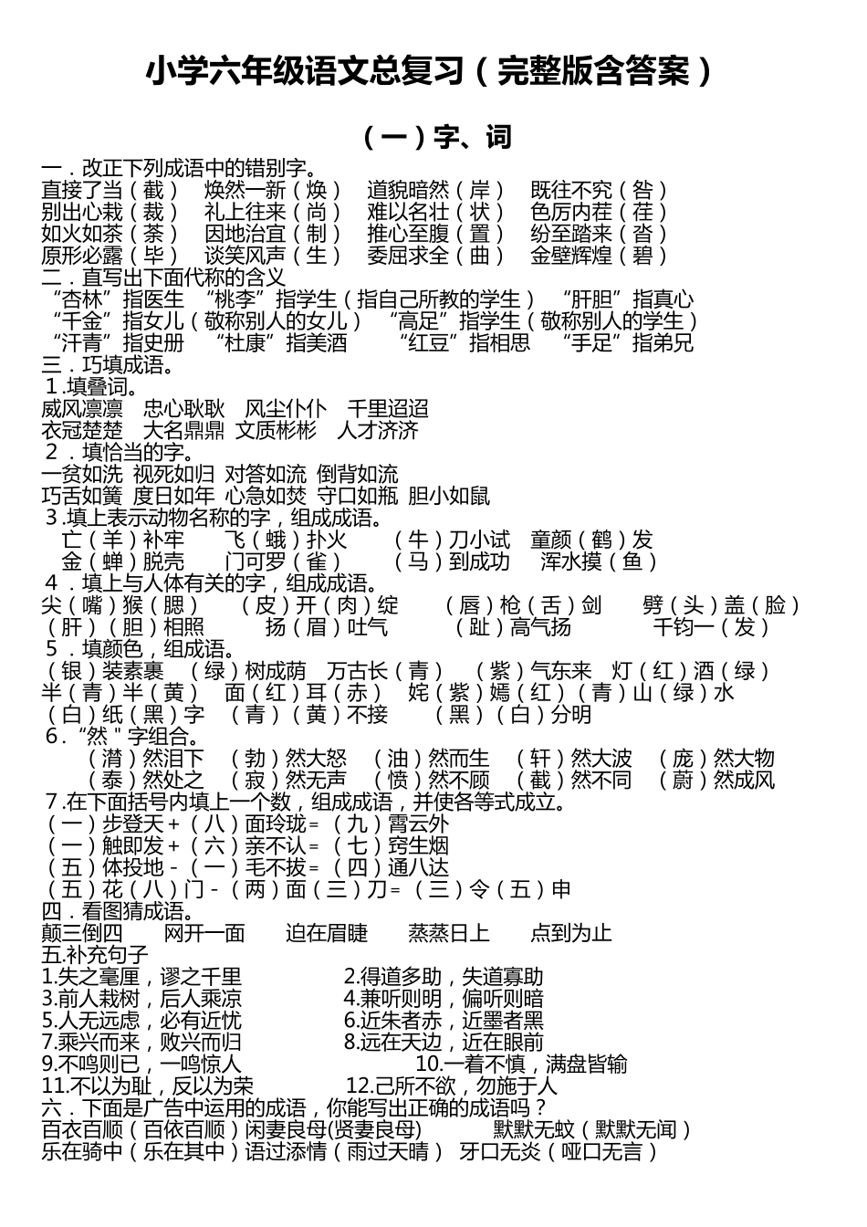 小学六年级语文总复习资料_第1页