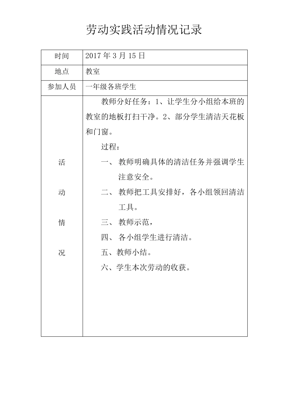 小学劳动实践记录表_第2页