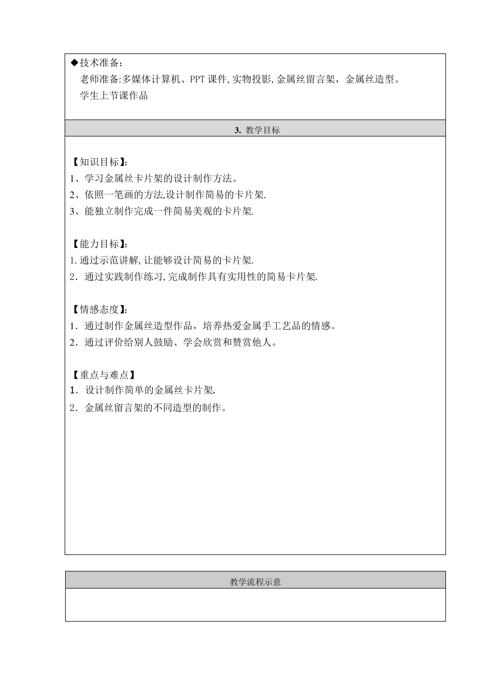 小学劳动技术《金属丝造型》教学设计_第2页