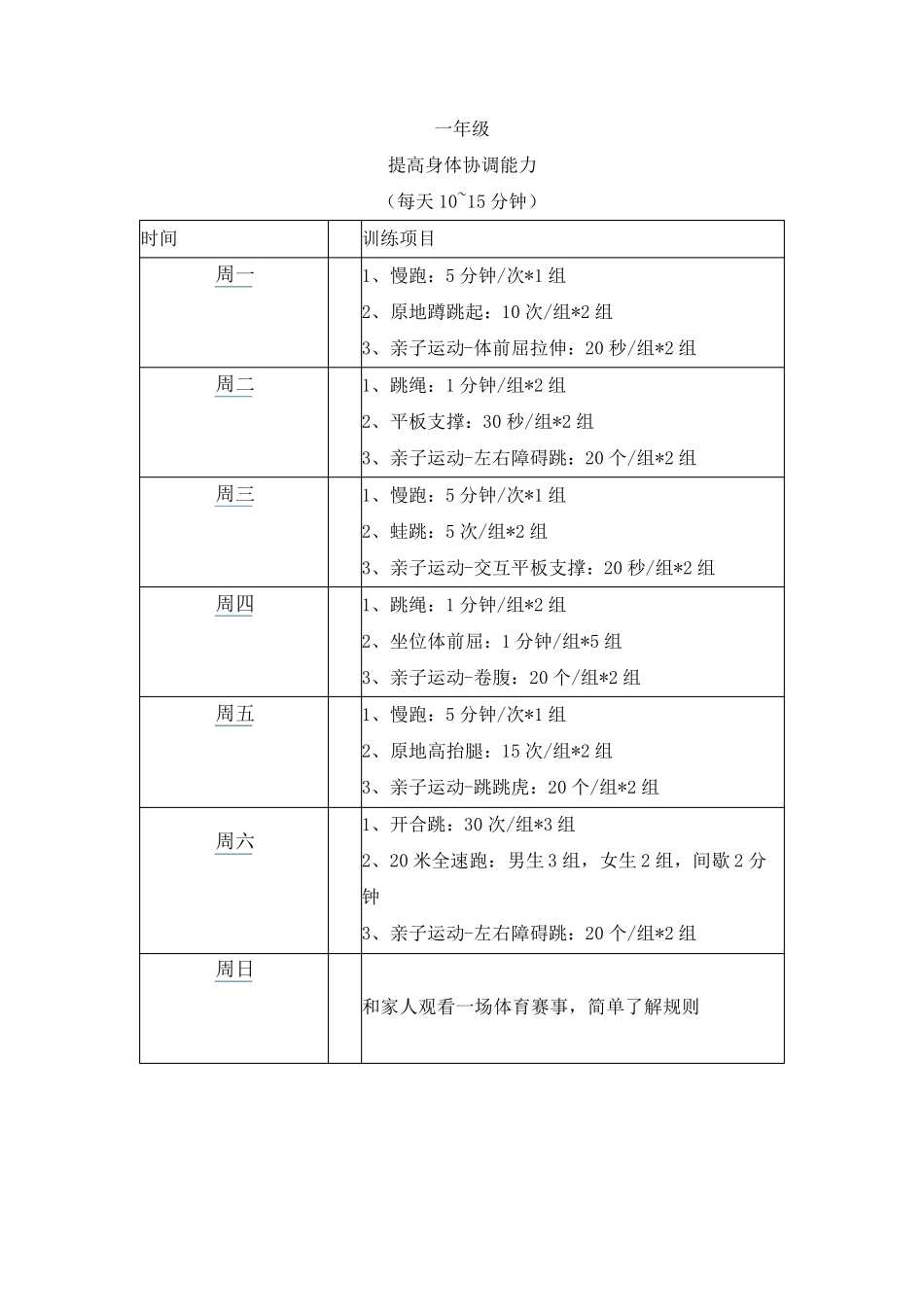 小学各年级寒假体育作业_第1页