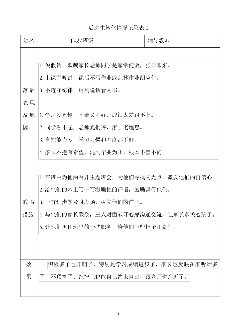 小学后进生转化记录_第1页