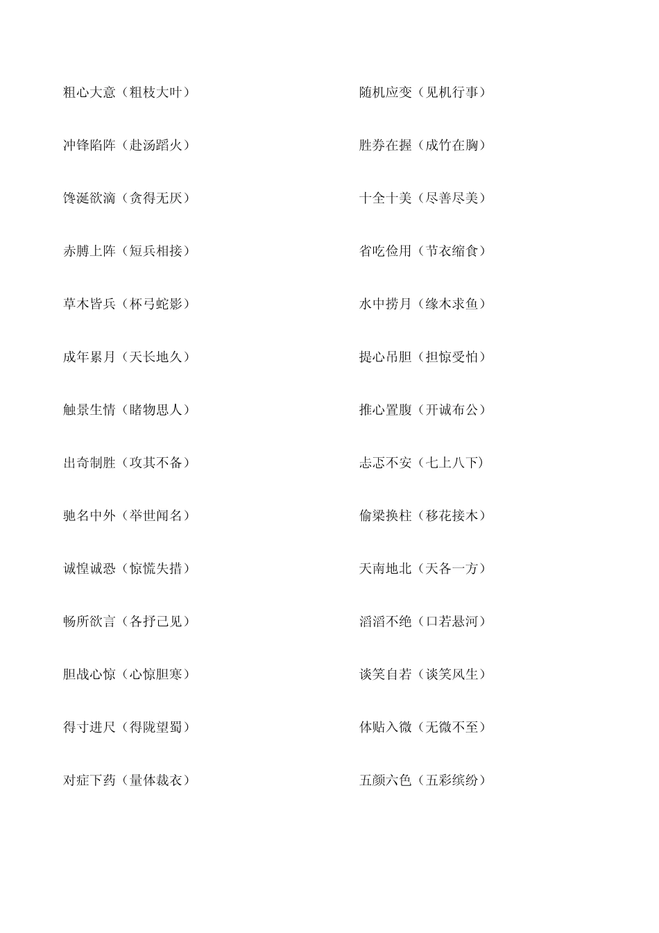 小学四字词语近义词反义词归类_第3页
