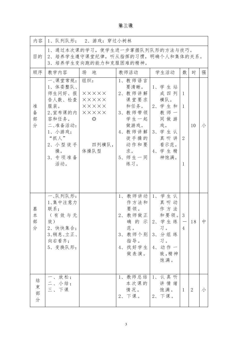 小学四年级下册体育与健康教案_第3页