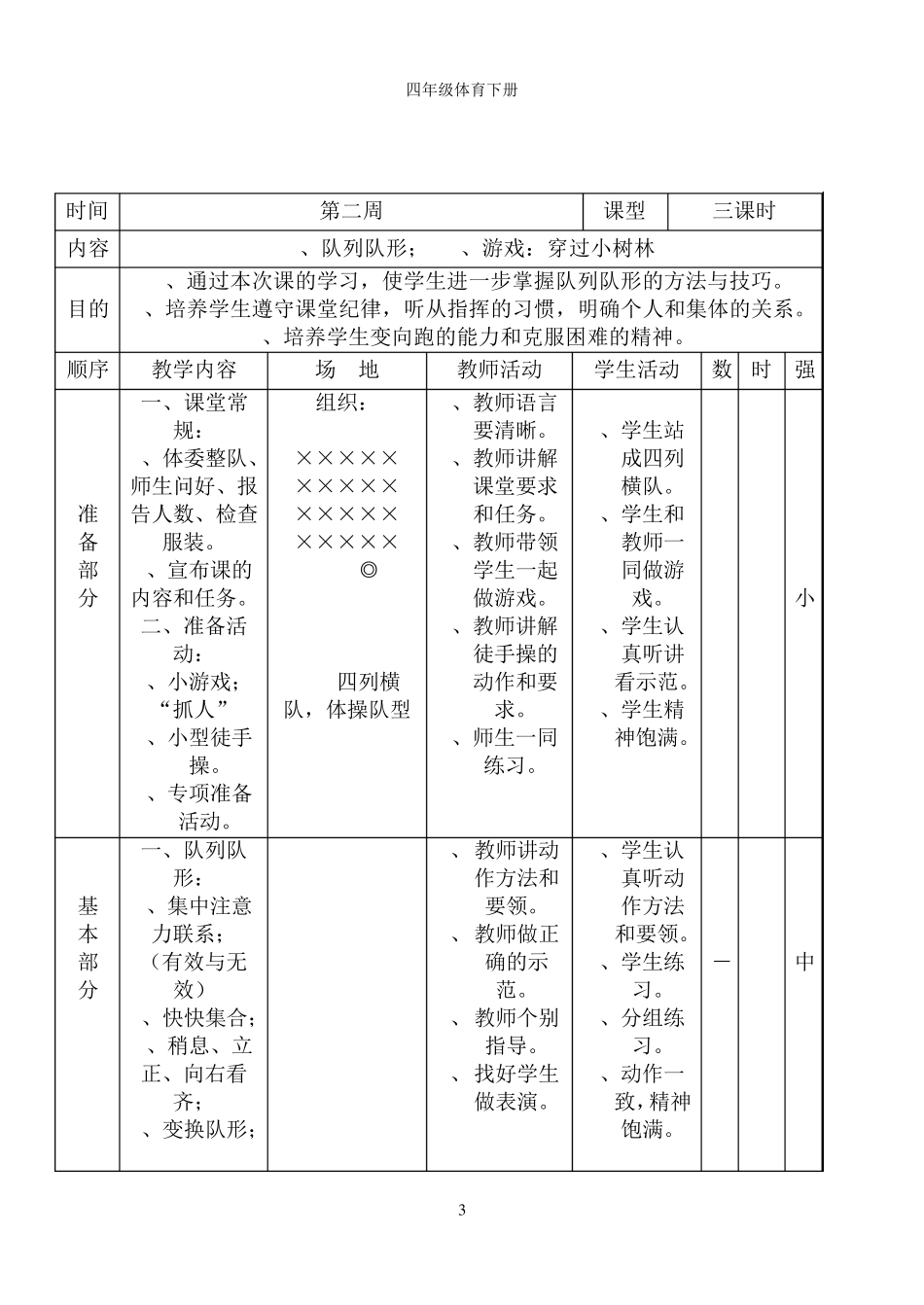 小学四年级下册体育教案_第3页