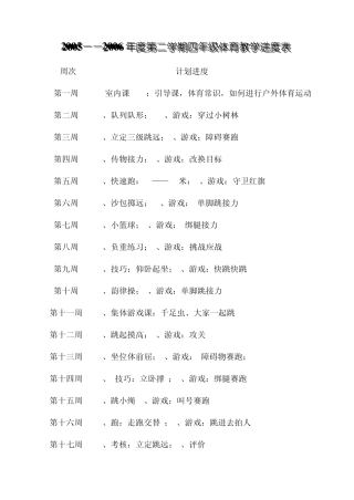 小学四年级体育教案