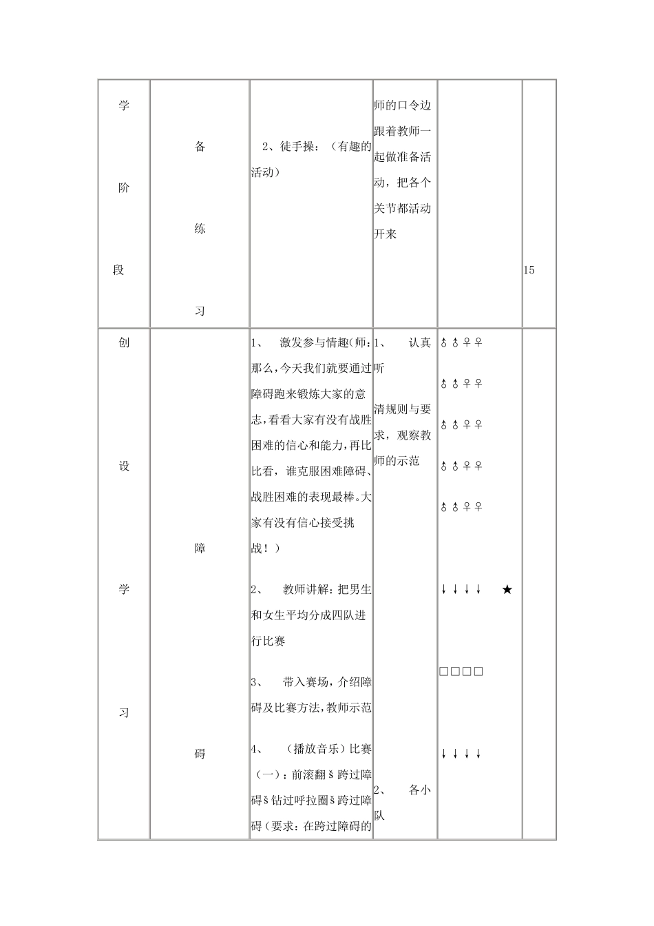 小学四年级体育教案《障碍跑》_第2页