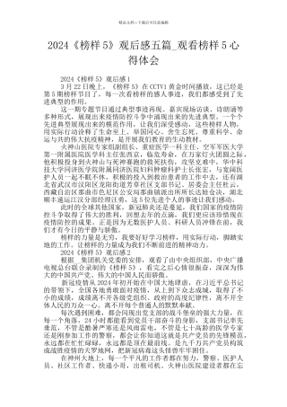 2024《榜样5》观后感五篇