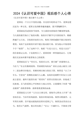 2024《认识可爱中国》观后感个人心得